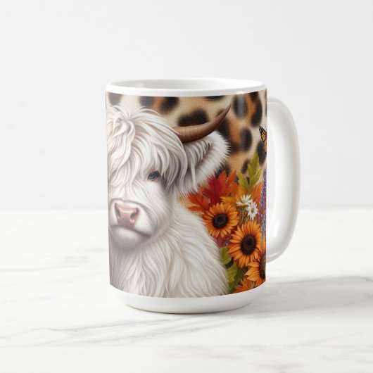 ハイランドカウカプンプキンスに囲まれた秋 コーヒーマグカップ (正面右)