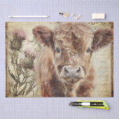 ハイランドカウカーフスコットランドティスル水色 薄葉紙 (クラフト)