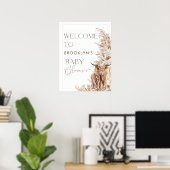 ハイランドカウカーフフローラフレームベビーシャワーへようこそ ポスター (ホームオフィス)