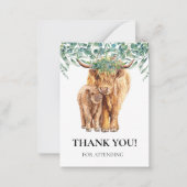 ハイランドカウカーフベビーシャワーユーカリ ノートカード (正面)