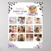 ハイランドカウガール誕生日フォトマイルストーンポスター ポスター (正面)