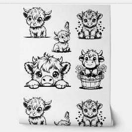 ハイランドカウキュートプリント 壁紙