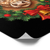 ハイランドカウクリスマスクリスマスサンタウーリーファームアニマ ポスター (角)