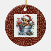 ハイランドカウクリスマス セラミックオーナメント (正面)