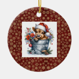 ハイランドカウクリスマス セラミックオーナメント