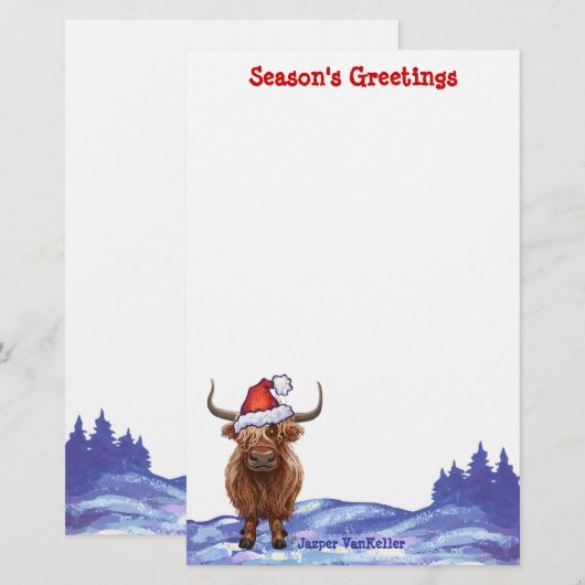 ハイランドカウクリスマス 便箋 (正面/裏面)