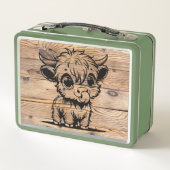 ハイランドカウグリーンフェイク/木目 メタルランチボックス (裏面)