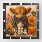 ハイランドカウコージーシーズン スクエア壁時計 (正面)