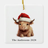 ハイランドカウスクエアセラミックフォトオーナメント セラミックオーナメント (正面)