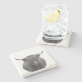 ハイランドカウスコットランド白黒ファームハウス ストーンコースター (横)