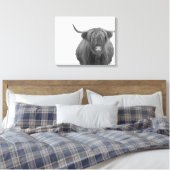 ハイランドカウスコットランド素朴白黒 キャンバスプリント (インサイチュ (寝室))