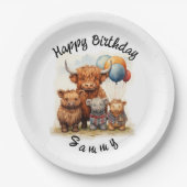 ハイランドカウスコットランド誕生日プレートカスタマイズ, ペーパープレート (正面)