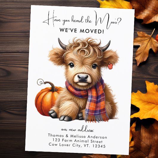 ハイランドカウニューアドレス引っ越しました秋の移動 案内状