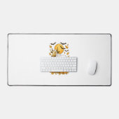 ハイランドカウハロウィーンの幽霊衣装 デスクマット (キーボード&マウス)