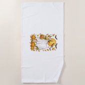 ハイランドカウハロウィーンの幽霊衣装 ビーチタオル (正面)