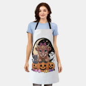 ハイランドカウハロウィーンシ不気味ーズ エプロン (着用した状態)