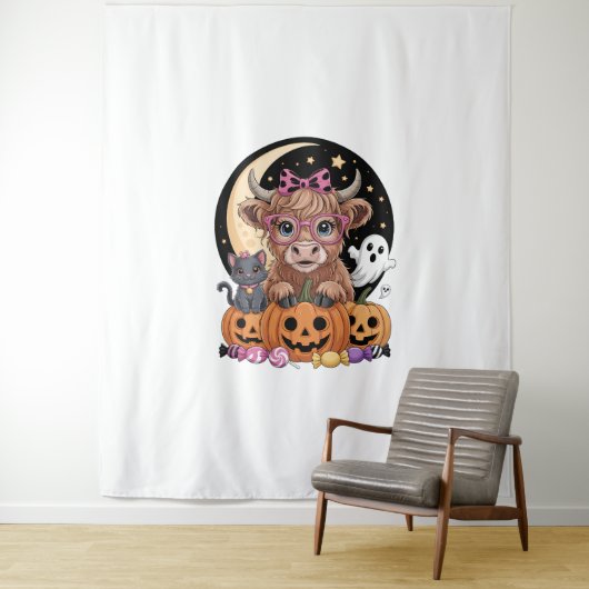 ハイランドカウハロウィーンシ不気味ーズ タペストリー (インサイチュ)