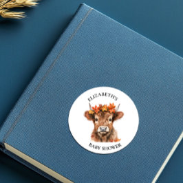 ハイランドカウハロウィーン水の色ベビーシャワー ラウンドシール