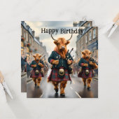 ハイランドカウバグパイプバンド、誕生日カード カード (正面/裏面インサイチュ)