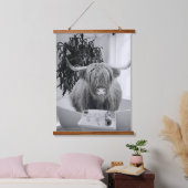 ハイランドカウバスタブ浴室芸術おもしろい動物 吊り下げ型タペストリー (寝室)