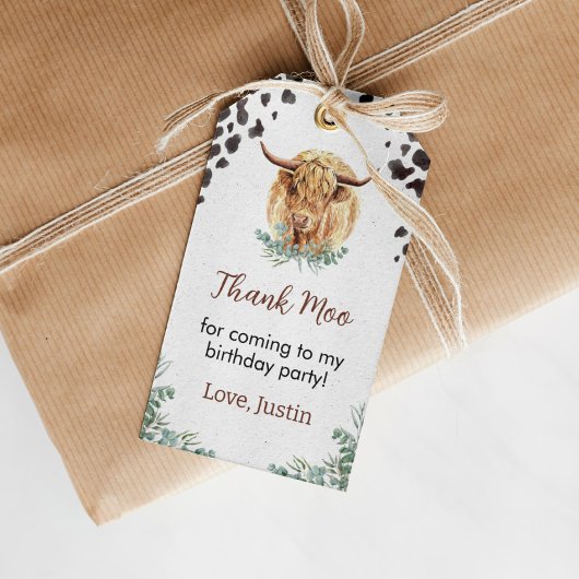 ハイランドカウバースデーパーティーサンキューユユーラベル ギフトタグ