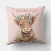 ハイランドカウピンクお洒落フローラガーリー クッション (裏面)