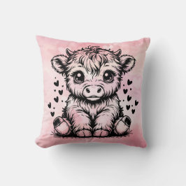 ハイランドカウピンクハート クッション