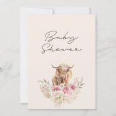ハイランドカウピンクボホフローラルベビーシャワーカード 招待状 (裏面)