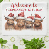 ハイランドカウファミリーキッチンタオル キッチンタオル (折り畳み)