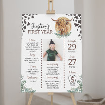 ハイランドカウファースト誕生日マイルストーンサイン