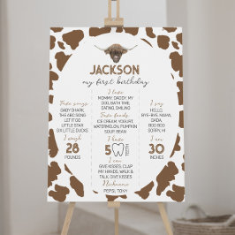 ハイランドカウファースト誕生日マイルストーンサイン ポスター