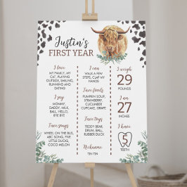 ハイランドカウファースト誕生日マイルストーンサイン ポスター