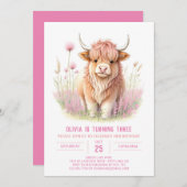 ハイランドカウファーミヤードフロリック誕生日 招待状 (正面/裏面)