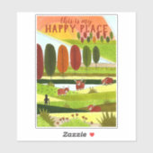 ハイランドカウフィールズアートこれが私の幸せな場所 シール (シート)
