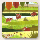 ハイランドカウフィールドアート コースター (正面)