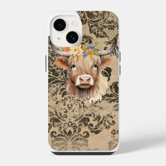 ハイランドカウフオンケース iPhoneケース (裏面)