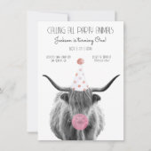 ハイランドカウブラック&ホワイト誕生日パーティー 招待状 (正面)