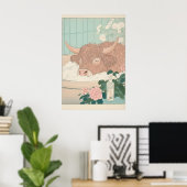 ハイランドカウプリント 浮世絵 日本風バスルームアート ポスター (ホームオフィス)