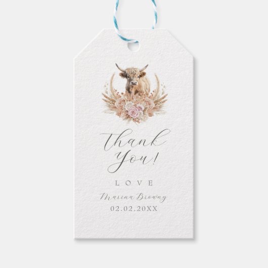 ハイランドカウベイビーシャワーメッセージカード ギフトタグ (正面)