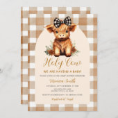 ハイランドカウベイビーシャワー ボウギンガム フラワーリング 招待状 (正面/裏面)