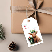 ハイランドカウホリークラウンクリスマスギフトラベル ギフトタグ