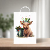 ハイランドカウホリークリスマスすてきミディアム抱き枕 ミディアムペーパーバッグ