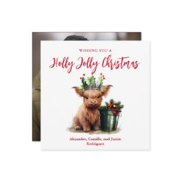 ハイランドカウホリークリスマスカーすてきド – スクエア シーズンカード