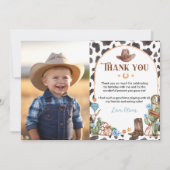 ハイランドカウボーイの誕生日写真サンクスカード サンキューカード (正面)