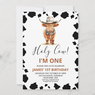 ハイランドカウボーイハットカウカプリント1st Birthday 招待状