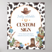 ハイランドカウボーイバースデーパーティーテーブルサイン ポスター (正面)