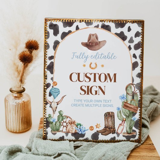 ハイランドカウボーイバースデーパーティーテーブルサイン ポスター