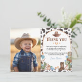 ハイランドカウボーイ誕生日写真サンクスカード サンキューカード (スタンド正面)