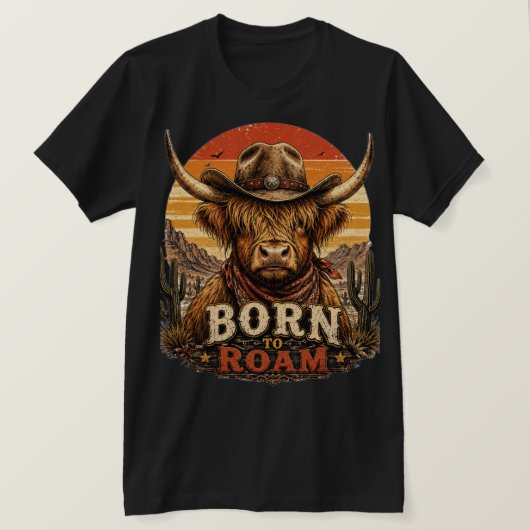 ハイランドカウボーイ デザートサンセット Tシャツ (デザイン正面)