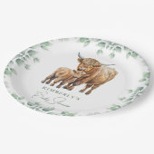 ハイランドカウボーホグリーンリーファーム動物の赤ちゃんシャワー ペーパープレート (アングル)